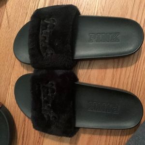 Victoria Secret Pink Fur Slippers